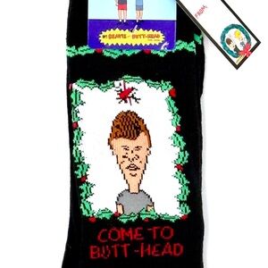 MTV Beavis and Butt-Head Black Socks, NWT,‎ Ships next biz day .